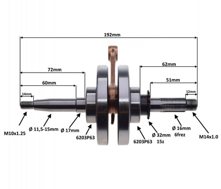 Wał korbowy Pit Bike YCF50