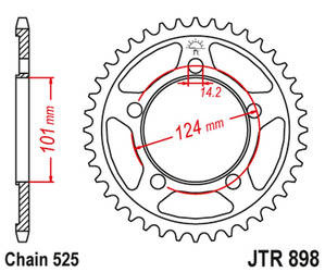 Zębatka tylna 4508 38 ktm 990 superduke/r '05-12 1190 rc8/r '10-15 (450838jt) (std.38) (łańc. 525) kolor czarny