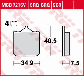Klocki hamulcowe kh604/4 sinter track aprilia rsv 1000 mile/r '01-'03, rsv 1000r '04-'10, ducati 748/749/996/998/999 '01-'07, ktm 690 sm/smc