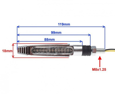 Kierunkowskaz led Sekwnecyjny do motocykli E4 chrom