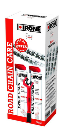 Ipone road chain care zestaw do czyszczenia i smarowania łańcucha (2 x 750ml) ze szczotką (careline) (akc) (4)