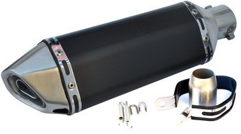 WYDECH MOTOCYKLOWY SPORTOWY TŁUMIK CZARNY NAKLEJKA