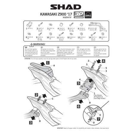 Stelaż do kufrów bocznych Shad 3P do Kawasaki Z900