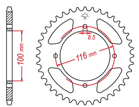 Zębatka tylna aluminiowa kolor srebrny 467 54 kawasaki kx 80 '98-'00, kx 85 '01-'20, kx 100 '00-'21 (jtr461.54) (łańc. 420)
