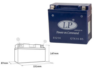 Landport akumulator żelowy gtx14-bs 12v 12ah 152x88x147 bezobsługowy - zalany - zastąpiony przez gtx144 l