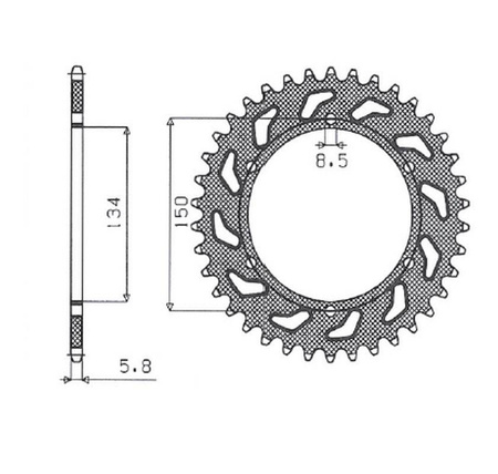 Zębatka tylna aluminiowa (ergal) 489 50 kawasaki kx/kxf `84-18 (jtr460.50) (łańc. 520) (48950jt) kolor czarny