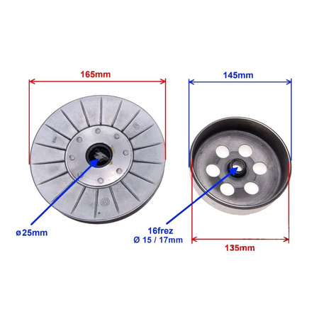 Sprzęgło tylne CVT Linhai 300 / Bashan 300 silnik 169M