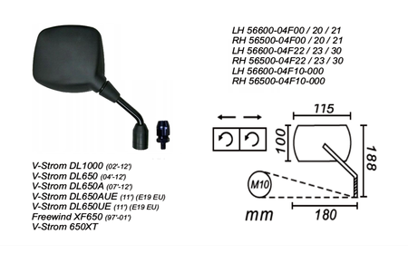 Lusterko Prawe Suzuki V-Strom 650/1000 2002-12 Xf650 1997-01 Power Force
