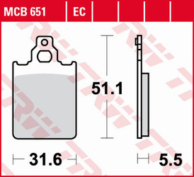 Klocki hamulcowe kh156 eco organic cagiva blues/prima/super city 50 '93-'95, piaggio quartz 50 '92-'96, skr 125/150 skipper '94-'97, vespa p