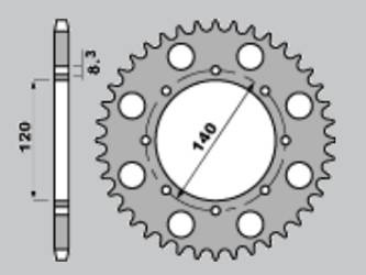Zębatka tylna 491 38 kawasaki kle 250 '93-'01, kle 500 '91-'07, klr 650 '87-'17, w 800 '18-'22