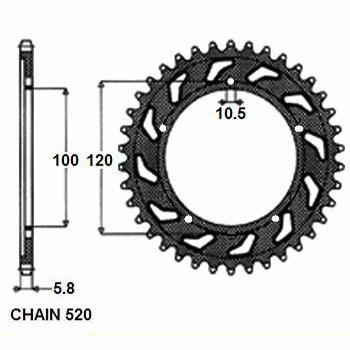 Zebatka napedzana stalowa sunstar sunr1-3430-44