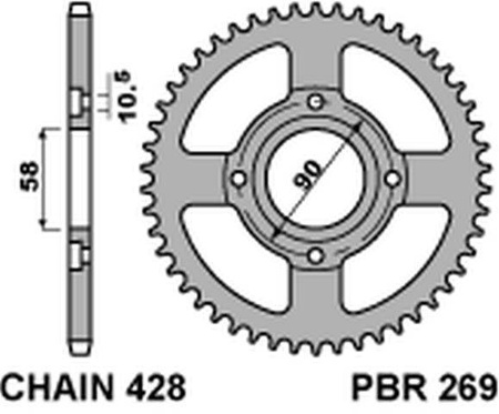 Zębatka tylna 269 39 honda cb 125t 78-82 (jtr269.39) (łańc. 428)