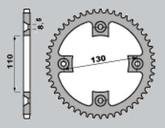 Zębatka tylna aluminiowa kolor czarny 4306 55 honda cr 80/85 '96-'07, crf 150 '07-'22 (-1) (łańc.420)