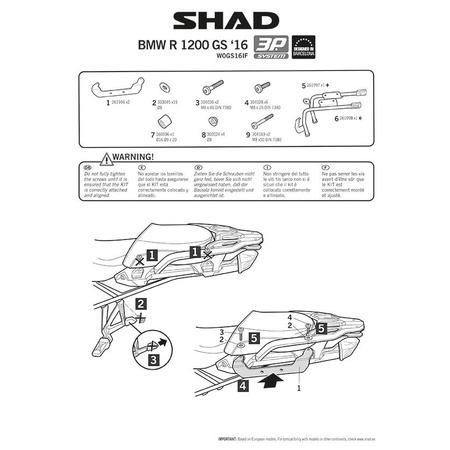 Stelaż do kufrów bocznych Shad 3P do BMW R1250 GS 2019