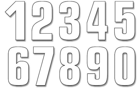 Numery startowe 21cm x 11cm proste, kolor biały nr5 (3szt.)