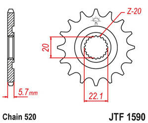 Zębatka przednia 2103 14 yamaha yzf 250 '01-'17, wr 250f '01-'17 (210314jt) (łańc. 520)