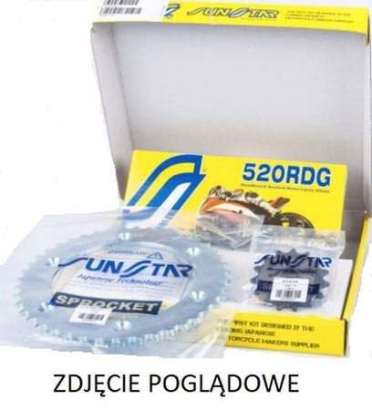 Zestaw napędowy kawasaki z 750 04-12, z 750r 11-12 standard (15/43/112) (do 750cc) (sun3a215/sun1-3356-43/ss520rdg-112n)