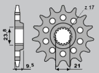 Zębatka przednia 2137 14 (153714jt) kawasaki z 1000 '07-'09