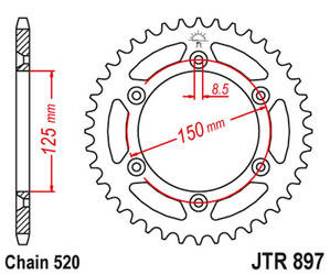 Zębatka tylna 899 48 aluminiowa racelite ktm sx/exc/lc4 (91-21) (89948jta) (łańc. 520) kolor niebieski