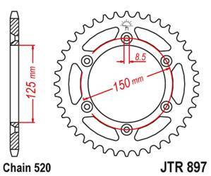 Zębatka tylna 899 52 aluminiowa racelite ktm sx/exc/lc4 (91-21) (89952jta) (łańc. 520) kolor niebieski