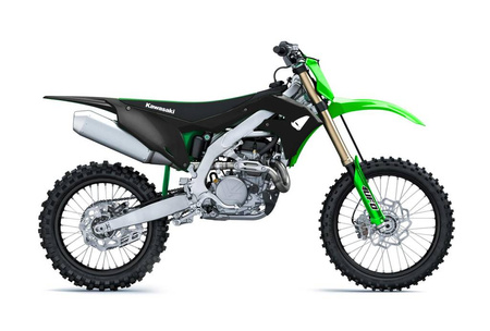 Komplet plastików kawasaki kxf 250 '21, kxf 450 '19-21 kolor czarny / zielony ( w zestawie osłony teleskopów oraz naklejki )