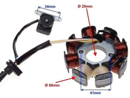 Stator iskrownik skuter 4T 8 cewek 4 Kable 139Qmb
