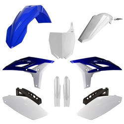KOMPLET PLASTIKÓW (FULL KIT) YAMAHA YZ 250F '10-'13 W ZESTAWIE TABLICA PRZEDNIA (8678400001) I OSŁONY AMORTYZARORÓW (8352000001) KOLOR NIEBIESKO BIAŁY OEM