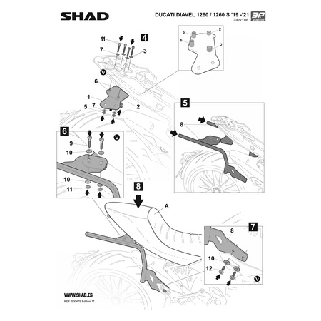 Stelaż do kufrów bocznych Shad 3P do Ducati Diavel 1260 2019 - 2021