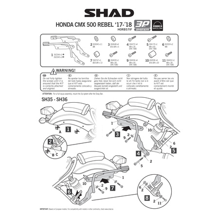 Stelaż do kufrów bocznych Shad 3P do Honda CMX500