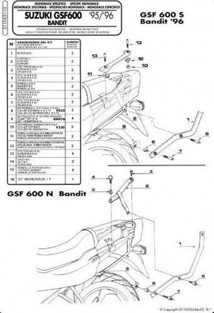 Stelaż Kufra Centralnego Suzuki Gsf 600 Bandit / S (96-99), Gsf 1200 Bandit (96-99) ( Bez Płyty )