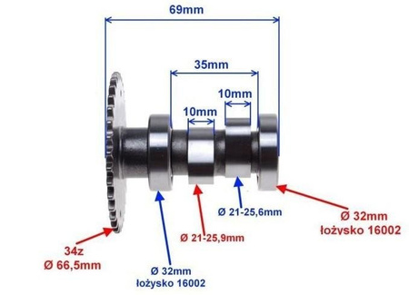 WAŁEK ROZRZĄDU DO SKUTERA 4T 139QMB ROUTER ZIPP