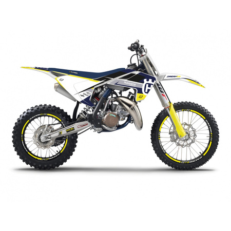 KOMPLET NAKLEJEK (OKLEIN) HUSQVARNA TC 85 '18-'24 DREAM 5 KOLOR ŻÓŁTY CZARNY BIAŁY NIEBIESKI
