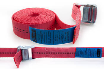 Pas transportowy 35mm/3mb z klamrą samozaciskową kolor czerwony (homologacja)
