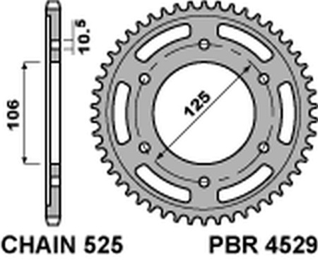 Zębatka tylna 4529 49 c45 triumph 675 daytona/ street triple '06-'20, bonneville/speedmaster/thruxton 1200 (jtr2014.49) (łańc. 525)