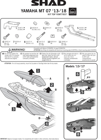 Stelaż kufra tylnego Shad do Yamaha MT 07 (2017-)