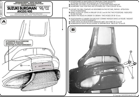 Stelaż Kufra Centralnego Suzuki Burgman 250/400 (98-02) ( Z Płytą Monokey )