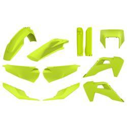 Komplet plastików husqvarna te/fe tpi '20-'23 w zestawie osłona lampy przedniej (8668700003) i osłony amortyzatorów (8398600005) kolor żółty fluo