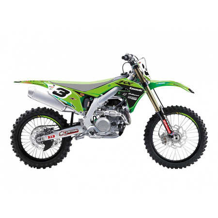 Komplet naklejek (oklein) kawasaki kxf 250 '21-'23, kxf 450 '19-'23 replica kawasaki racing team 2021 kolor zielony/ czarny