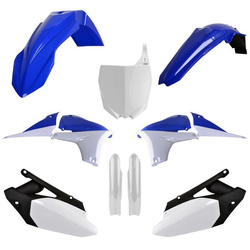 KOMPLET PLASTIKÓW (FULL KIT) YAMAHA YZ 450F '10-'13 W ZESTAWIE TABLICA PRZEDNIA (8678400001) I OSŁONY AMORTYZARORÓW (8352000001) KOLOR NIEBIESKO BIAŁY OEM