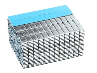 CIĘŻARKI DO WYWAŻANIA KÓŁ KLEJONE 5 GRAMÓW 20 PASKÓW PO 12 KOLOR SREBRNY