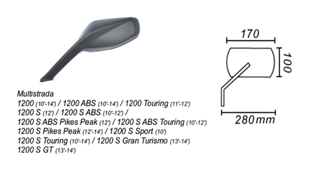 Lusterko Lewe Ducati Multistrada 1200 2010-14 Power Force