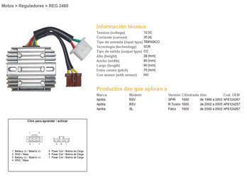 Dze regulator napięcia aprilia rsv/rst 1000 (98-05) (35a) 7 kabli (esr912)