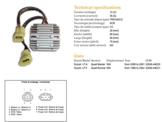 Dze regulator napięcia suzuki lt-a / lt-f 500 '98-02, (oem 32800-44d20) (oem 32800-44d21)