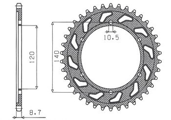 Zębatka tylna 498 46 kawasaki zxr 750h 89, vn 800a 95-96 (jtr499.46) (łańc. 530) (49846jt)
