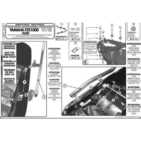 Stelaż Kufra Centralnego Yamaha Fzs 1000 Fazer (01-05) ( Bez Płyty )