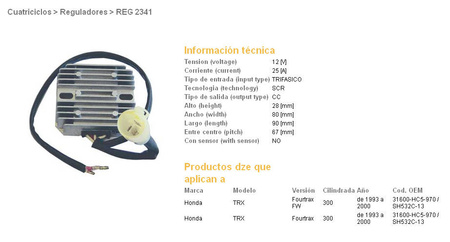 Dze regulator napięcia honda trx300 fw fourtrax 93-00 (31600-hc5-970) (sh532c-13,esr128)