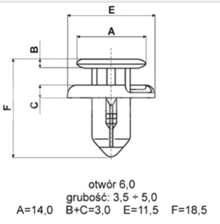 KOŁEK MONTAŻOWY DO OWIEWEK MOTOCYKLA 6,0 MM