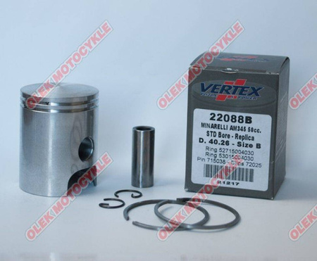 Vertex tłok minarelli am6, aprilia, yamaha (40,29mm) replica nicasil (28,00/2,00/12,00) (pierścienie 53015004030 x 1, 52715004030 x 1)