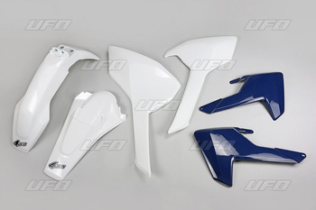 Komplet plastików husqvarna te/tx 125/250/300 '17-19, fe 250/350/450/501 '17-19 kolor oem (biały, osłony chłodnic niebieskie) (hu618e999)