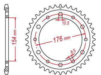 Zębatka tylna honda vfr750, vfr800 v-tec '02-'13, vfr800x crossrunner '11-'14 (jtr1340.43)* (łańc. 530)